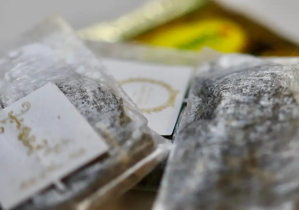 Sealed tea bags filled with loose dried herbs